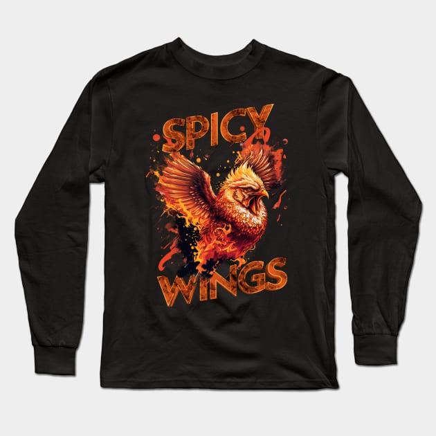 Spicy Wings (Dark Shirts) Long Sleeve T-Shirt by TreemanMorse